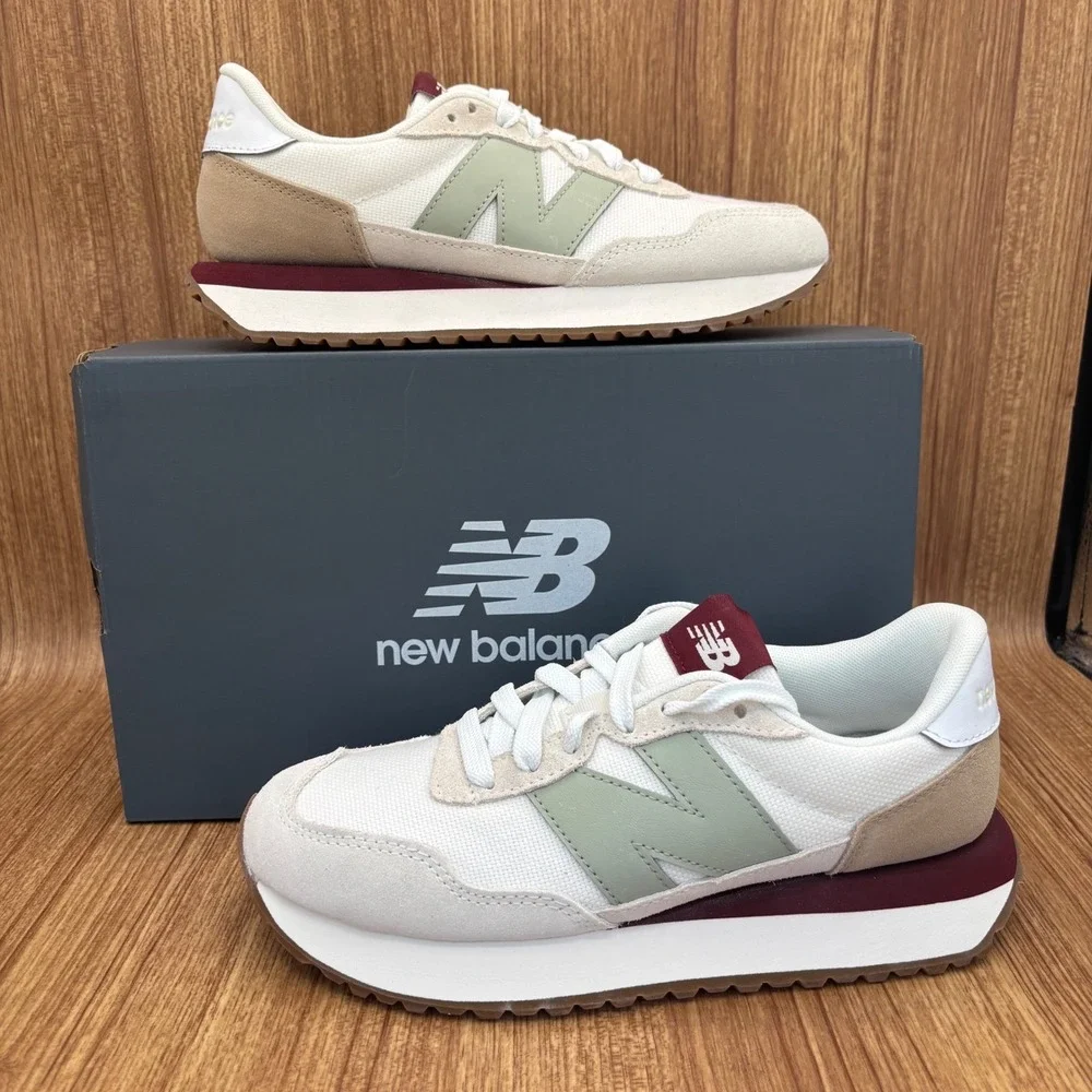 New Balance 237 Running Shoes Womens 7 White Green WS237GM‎ Retro Sneakers NEW